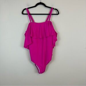 Daci | Hot Pink Cold Shoulder Ruffle One Piece Swimsuit Size XXL NWT